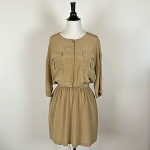 VTG Mara Hoffman silk safari dress, tan, size M